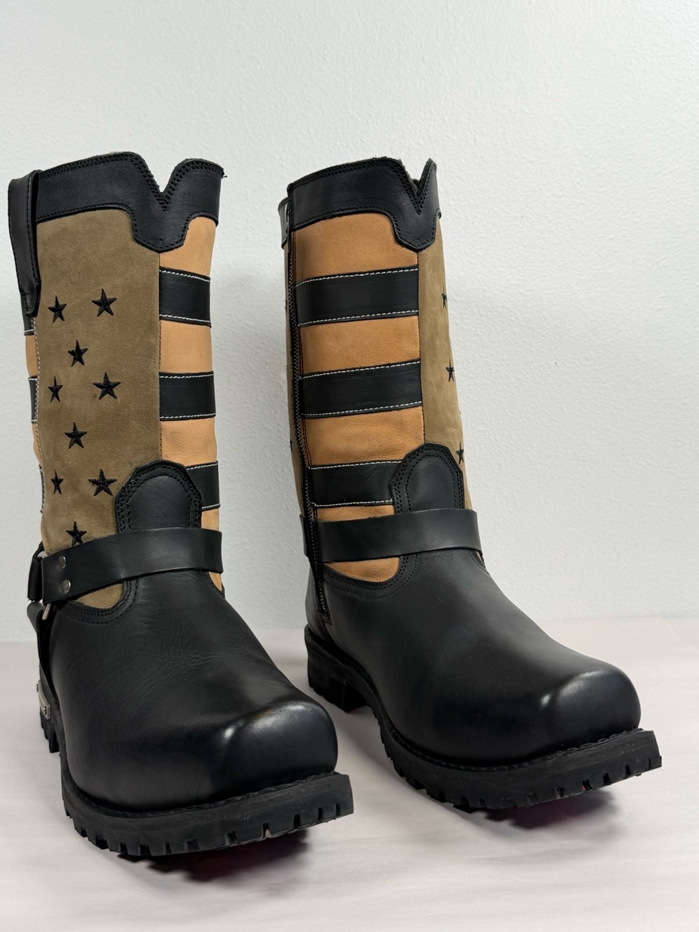 Milwaukee Leather 9045 Men's Harness Boots Size 13 Leather 'Stars and Stripes'